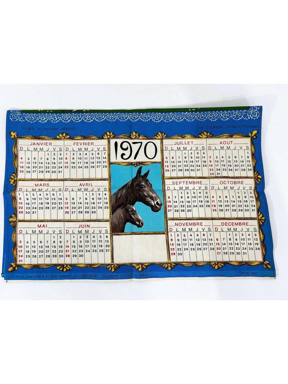 1970 Horses Calendar Tea Towel Kitchen Decor - Picture 2 of 11